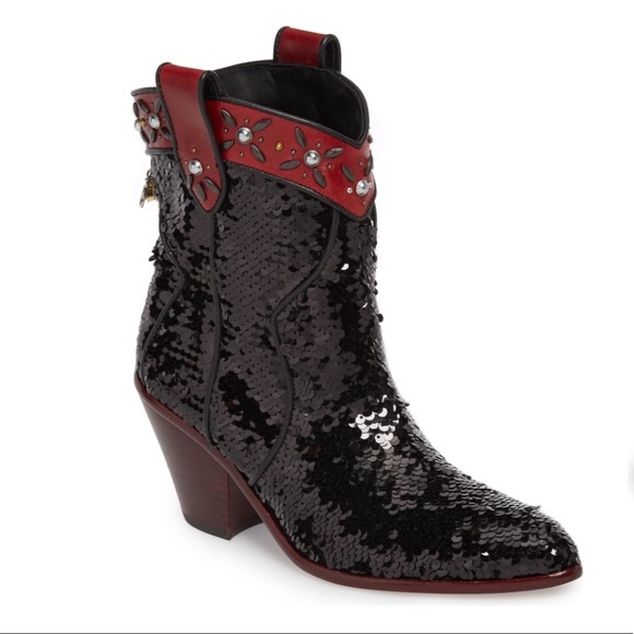 NWOT Coach Western Sequin Embellished Bootie - Picture 4 of 17